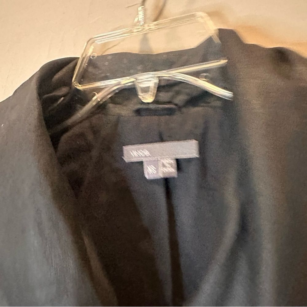 Vince | black leather moto asymmetrical zip paper leather knit moto style jacket - Picture 4 of 5